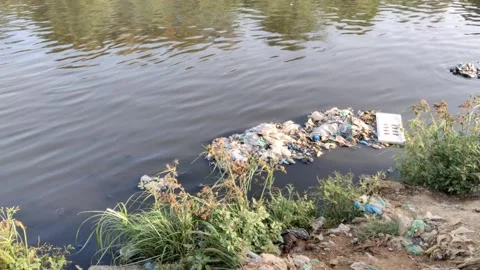 Lyari river carrying sewage and garbage in Karachi city Stock Footage 335773073