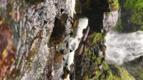 Lyazhginsky waterfall in the spring forest.  Stock Footage 255287280