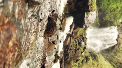 Lyazhginsky waterfall in the spring forest.  Stock Footage 255291686