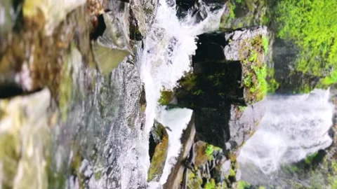 Lyazhginsky waterfall in the spring forest.  Stock Footage 255834373