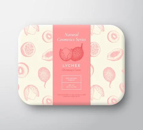 Lychee Bath Cosmetics Package Box. Abstract Vector Wrapped Paper Container with Stock Illustration