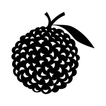 Lychee black vector icon on white background Stock Illustration