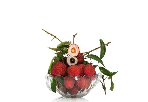 Lychee in the bowl Stock Photos