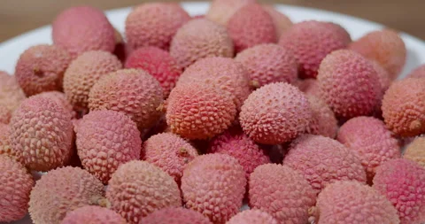 Lychee Exotic Fruit Rotating Background. Harvested Litchi Fruits or Berries.. Stock Footage 306690449