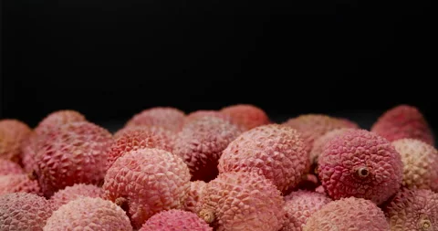 Lychee Exotic Fruit Rotating Background. Harvested Litchi Fruits or Berries.. Stock Footage 308946465