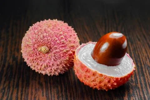 Lychee fruit on the background of close-up macro Stock Photos