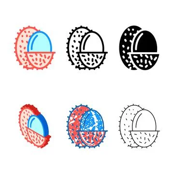 Lychee fruit color icon pack vector Stock Illustration