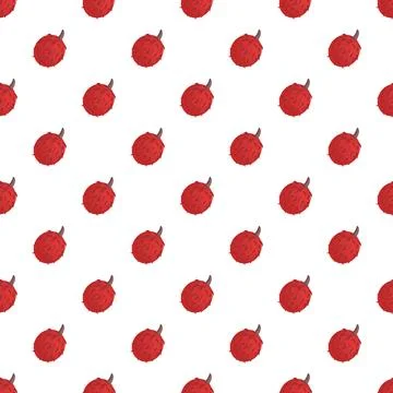 Lychee fruit creating a repeating pattern on a white background Stock Illustration