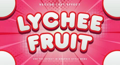Lychee Fruit Editable Text Effect Template Ilustração Stock