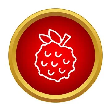Lychee fruit icon on red button logo Stock Illustration