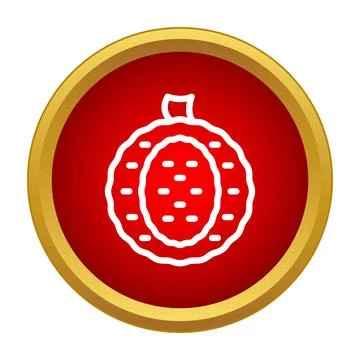 Lychee fruit icon on red button design Stock Illustration