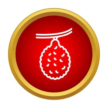 Lychee fruit icon in red circle design Stock Illustration