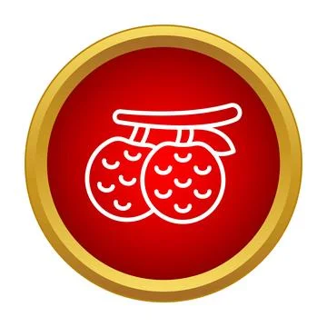 Lychee fruit icon simple outline design Stock Illustration