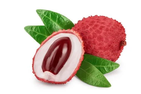 Lychee fruit isolated on white background with clipping path and full depth of Stock Photos