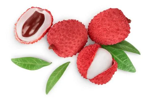Lychee fruit isolated on white background with clipping path and full depth of Stock Photos