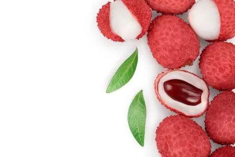 Lychee fruit isolated on white background with clipping path and full depth of Stock Photos