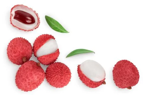 Lychee fruit isolated on white background with clipping path and full depth of Stock Photos