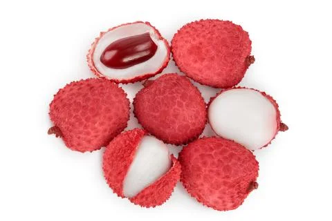 Lychee fruit isolated on white background with clipping path and full depth of Stock Photos
