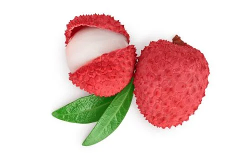 Lychee fruit isolated on white background with clipping path and full depth of Stock Photos