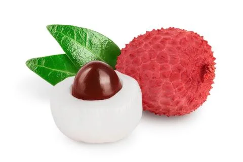 Lychee fruit isolated on white background with clipping path and full depth of Stock Photos