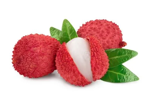 Lychee fruit isolated on white background with clipping path and full depth of Stock Photos