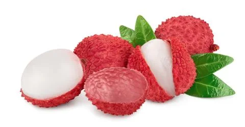 Lychee fruit isolated on white background with clipping path and full depth of Stock Photos