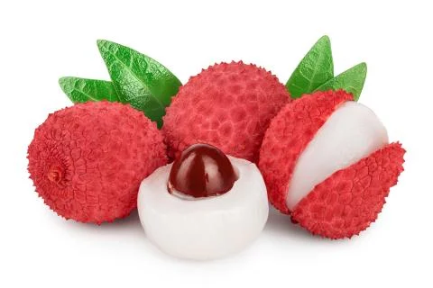 Lychee fruit isolated on white background with clipping path and full depth of Stock Photos