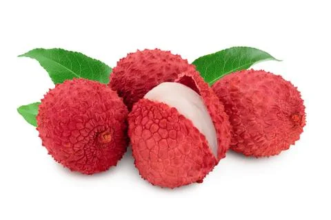 Lychee fruit isolated on white background with clipping path and full depth of Stock Photos