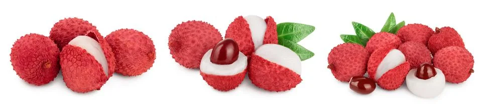 Lychee fruit isolated on white background with clipping path and full depth of Stock Photos