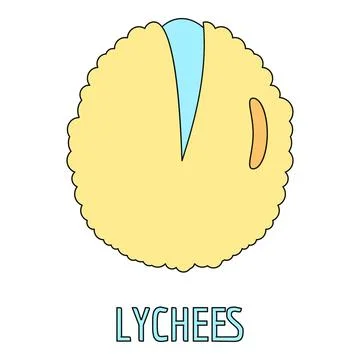 Lychee fruit line art drawing cartoon design Stock Illustration