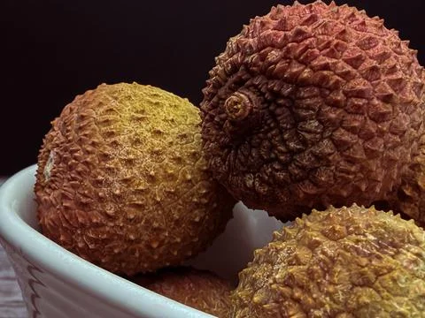 Lychee Fruit Macro Close Up Tropical Texture Exotic Food Background Foto stock