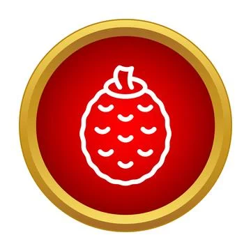 Lychee fruit outline icon in red circle Stock Illustration