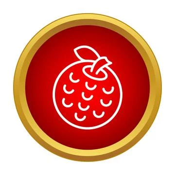 Lychee fruit outline icon on red button Stock Illustration