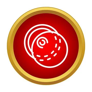 Lychee fruit outline icon on red circle Stock Illustration