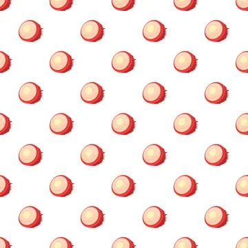 Lychee fruit pattern creating sweet tropical background Stock Illustration