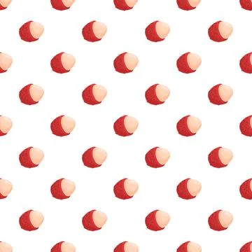 Lychee fruit pattern creating sweet tropical background Stock Illustration