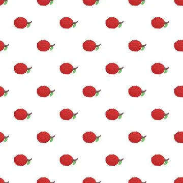 Lychee fruit pattern repeating tropical background design Stock Illustration
