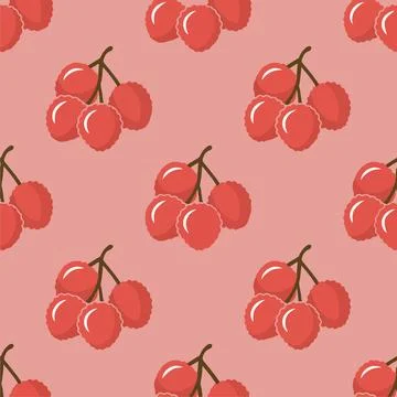 Lychee Fruit Seamless Pattern Illustrazione stock