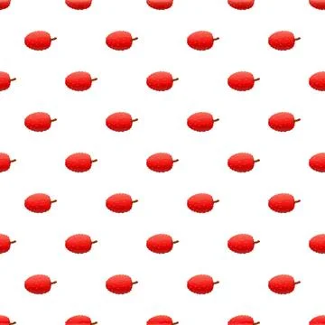 Lychee fruit seamless pattern on white background Stock Illustration