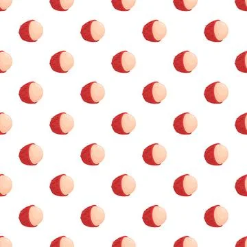 Lychee fruit seamless pattern on white background Stock Illustration