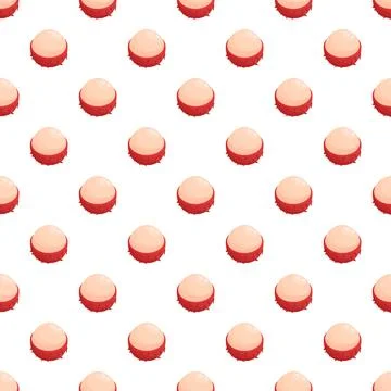 Lychee fruit seamless pattern on white background Stock Illustration