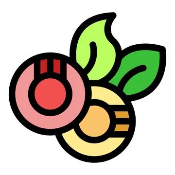 Lychee fruit showing its tasty pulp and green leaves Stock Illustration