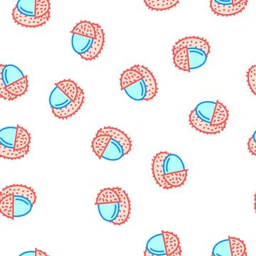 Lychee fruit vector seamless pattern Stock Illustration
