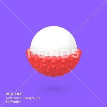 Lychee isolated 3d render icon illustration PSDテンプレート