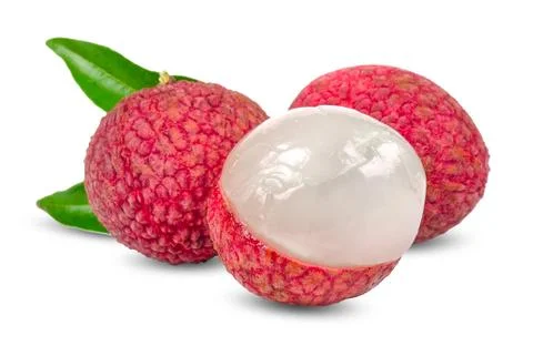 Lychee isolated on white with clipping path Stock Photos