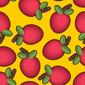 Lychee pattern seamless. small round sweet fruit. vector background Illustrazione stock