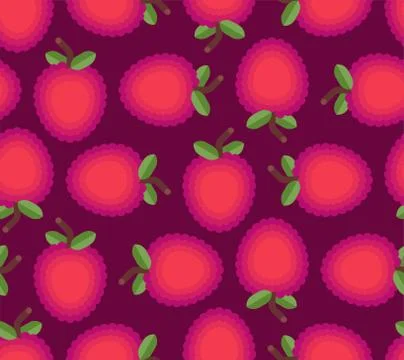 Lychee pattern seamless. small round sweet fruit. vector background Illustrazione stock