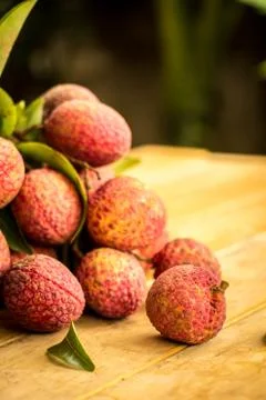 Lychee, ripe red table ready to eat. Stock-Fotos