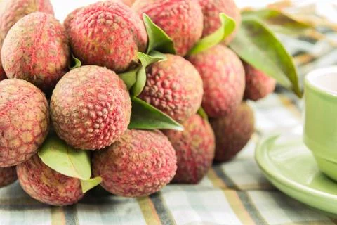 Lychee on table Stock Photos