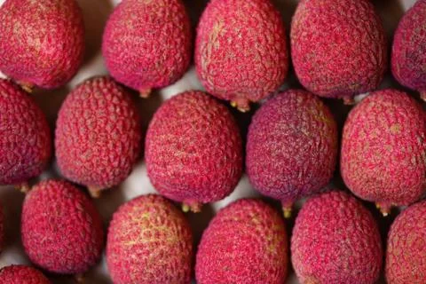 Lychee texture background top view Fresh lychee harvest from tree tropical fr Fotos de archivo